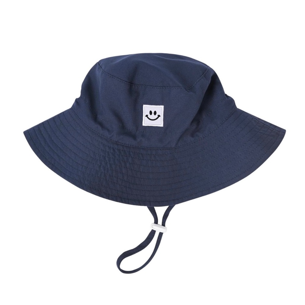 Baby Toddler Smiley Face Sun Hat in Navy Blue Size 12-24M UPF 50+